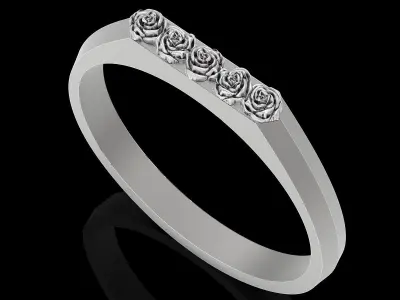 Lux rose ring silver gold jewelry printable 3D model 3D print model