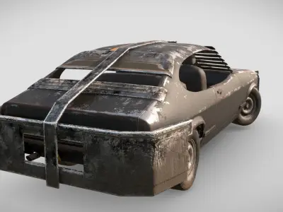 Post Apocalyptic Coupe PBR Low-poly 3D model