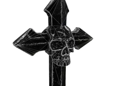Low-poly Game Ready Arrow-shaped Skull Cross Low-poly 3D model