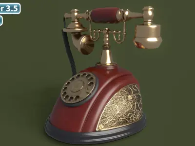 Retro Phone  Low-poly 3D model