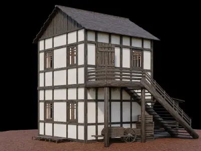 Medieval Village Asset 20- 4K Textures Game Ready Low-poly 3D model