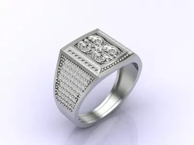 Print Ready STL 3DM  Gents Rings Diamond Men Ring  3D print model 17