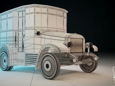 Amo-F15 vintage car Low-poly 3D model