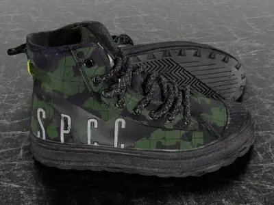SSPC CAMOUFLAGE 3D SHOES - GREEN Low-poly 3D model