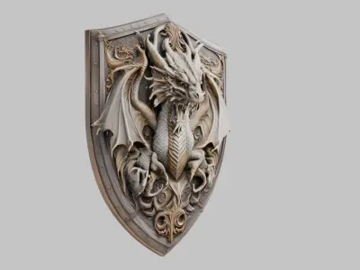 Dragon Shield Crest Low-poly 3D model