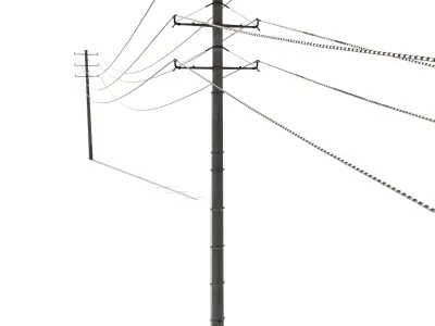 Electricity Pole 19 Low-poly 3D model