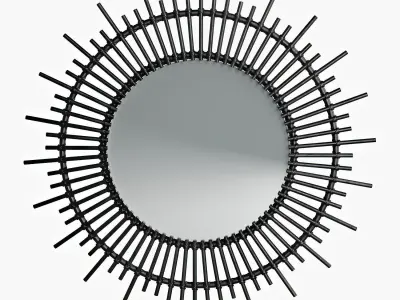 Soleil mirror in black lacquered rattan 3D model
