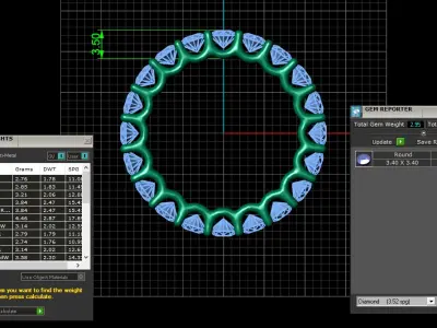 U Shaped Eternity Ring 3 point 4 mm stone size swiss 17 and EU57 3D print model