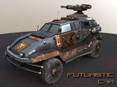 Futuristic car Low-poly 3D model