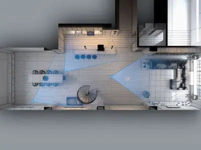 Modern Living Room With Bookcase 3D model