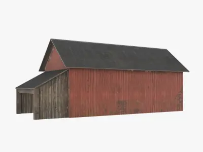 Old wood barrack low poly Free low-poly 3D model