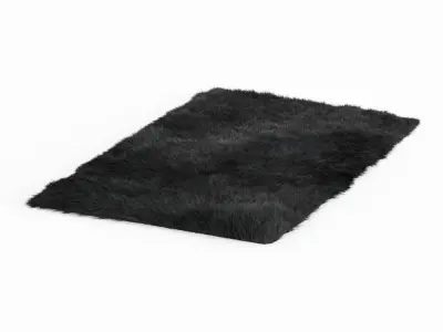 Shaggy Sheepskin Black Rug 3D model