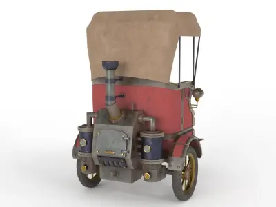 Steam Punk Taxi Low-poly 3D model