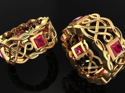 Women Ring 60 filigree style pincess cut diamond women ring 3D print model
