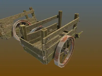 Customizable Horse Wagon Game Asset Low-poly 3D model
