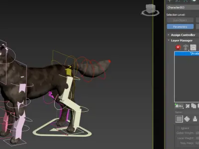 wolf  rig  high-poly  textured 3D model