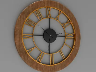 Clock wooden on wall Free 3D model