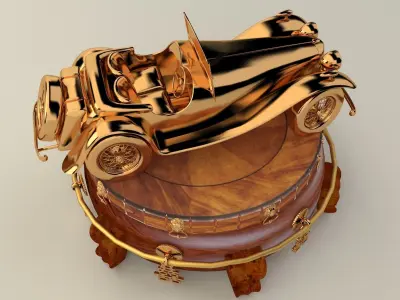 Chinese display stand with classic car 3D model