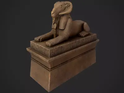 Criosphinx egyptian sphinx statue Low-poly 3D model
