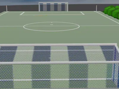 stylized  low poly football pitch Free low-poly 3D model