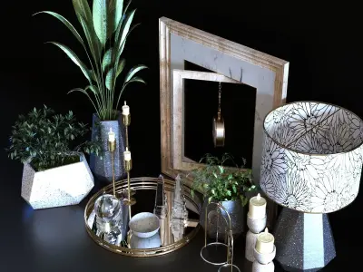 decoration object set 096 Low-poly 3D model