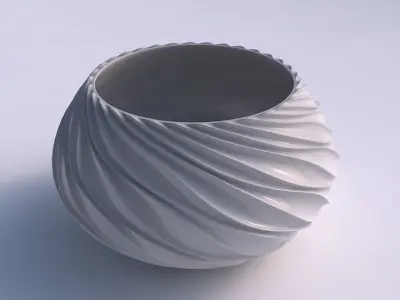Bowl squeezed twisted with wavy extruded lines 3D print model