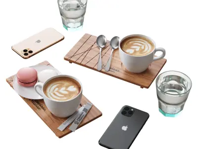 Decorative Set for a Cafe Table Kit1 3D model