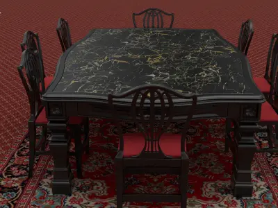 Georgian Dining Table Low-poly 3D model
