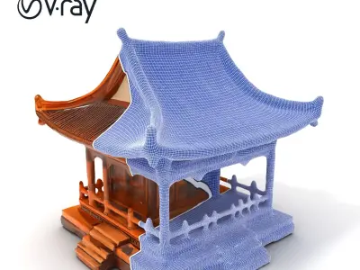 Traditional Japanese Temple D Model Pack Low-poly 3D model