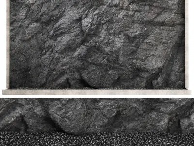 Wall composition black stone rock 3D model