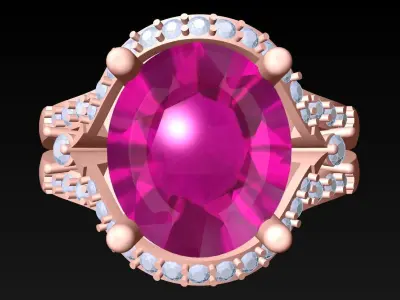 Oval stone ring - Womens  Rings - N415014 3D print model