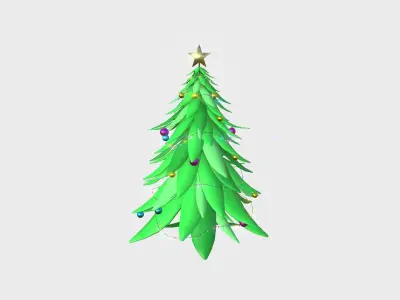Christmas Tree 02 Green Colored  - Cartoon Interior Decoration Low-poly 3D model