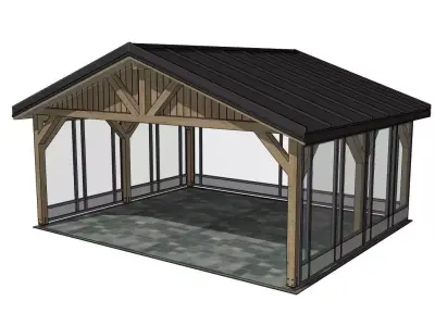 5x6 carport wooden 3D model