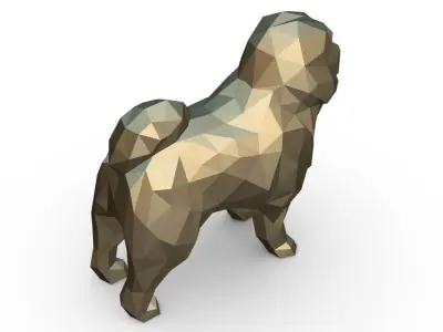 tibetan mastiff low poly 3D print model