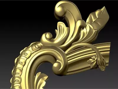  Classic gold plated wooden mirror frame CNC  machine 3D model