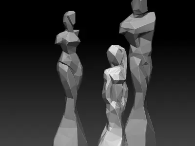 abstract family polygon model sculptures  3D print model
