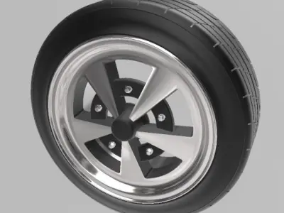 VW ESCARABAJO SCARA WHEELS WITH STRETCHED TIRES IN 2 SIZES 3D print model