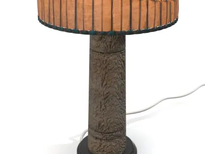 Decorative Base And Wool Shade Table Lamp PBR 3D model
