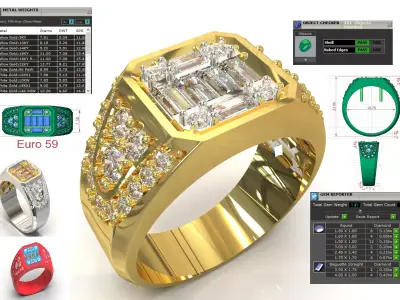 Luxury Mens stl 3dm Ring model mr0292 3D print model