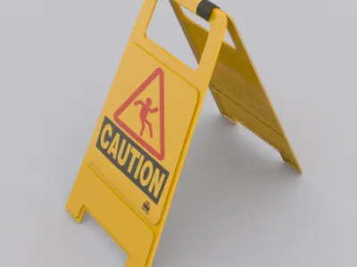 Caution Floor Sign Low-poly 3D model