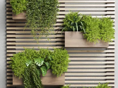 collection outdoor indoor plant stand wall wood vase 02 3D model