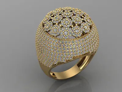 STL 3DM Print Ready Women Diamond Ring Lightweight Printable  3D print model 170