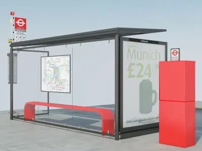 London Bus Stop 2 3D model