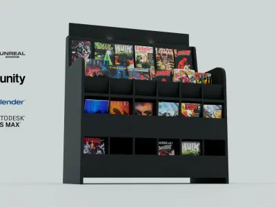 Comic Book Wood Rack 3D model