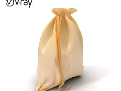 Drawstring Canvas Bag Model Pack Low-poly 3D model