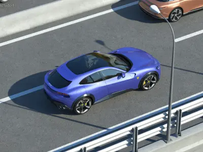 2023 Blue Ferrari Purosangue SUV Simple Interior 3D model