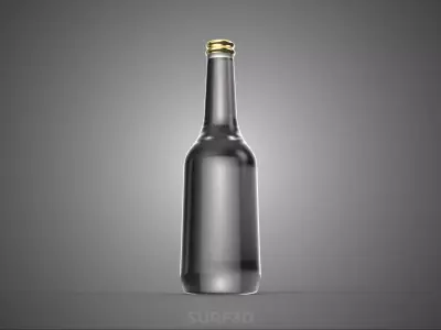 LUXURY CLEAR GLASS EMPTY BEVERAGE SOFT DRINK BOTTLE GOLD CAP TAL 3D model