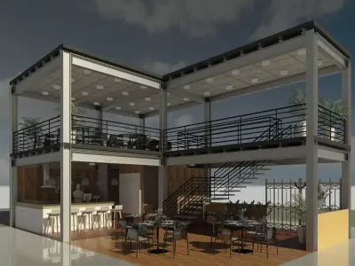 Contemporary-style Cafe Bar   3D model