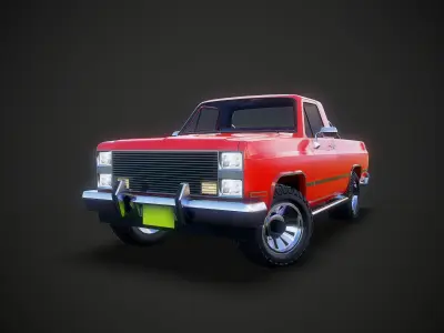 American pickup Low-poly 3D model