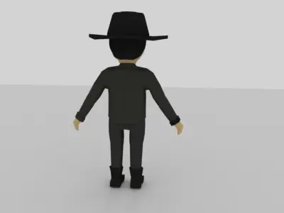 Low Poly Human cartoon character wearing hat Low-poly 3D model